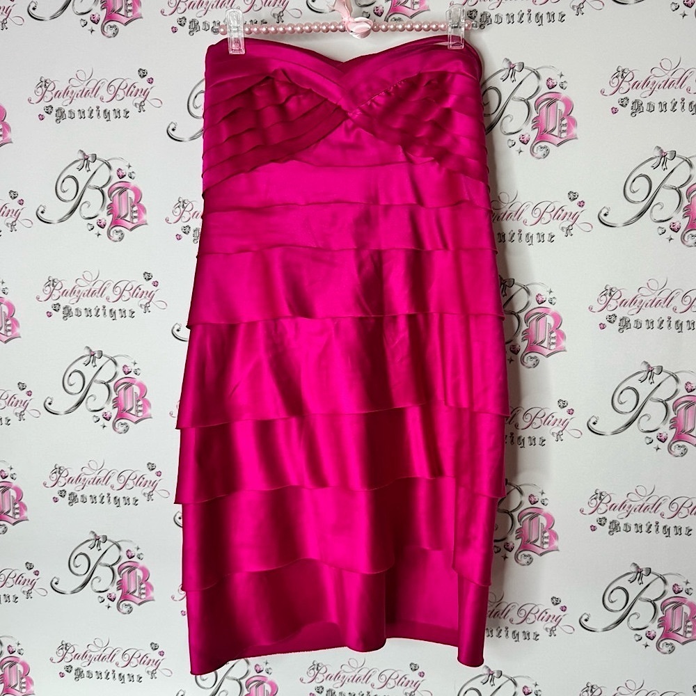 Rubber ducky productions inc dress ruffle tiered Elegant Pink Strapless Dress